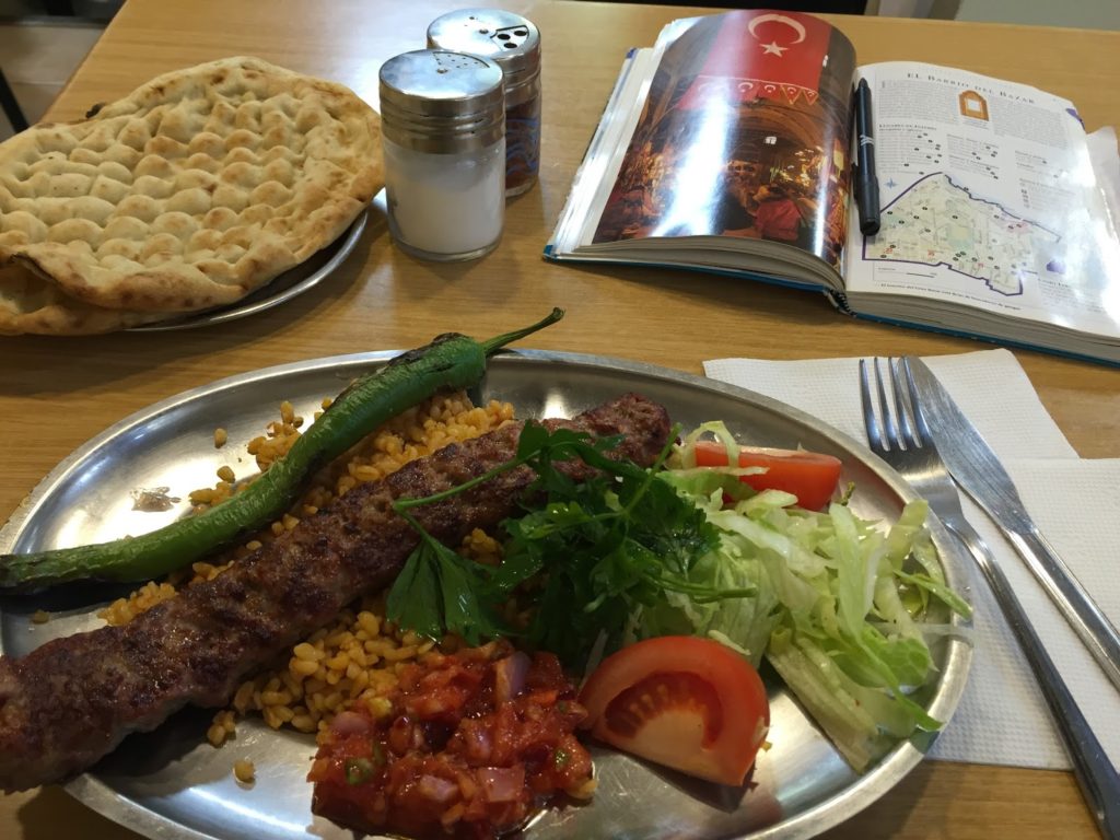 Eating a non spicy kebab