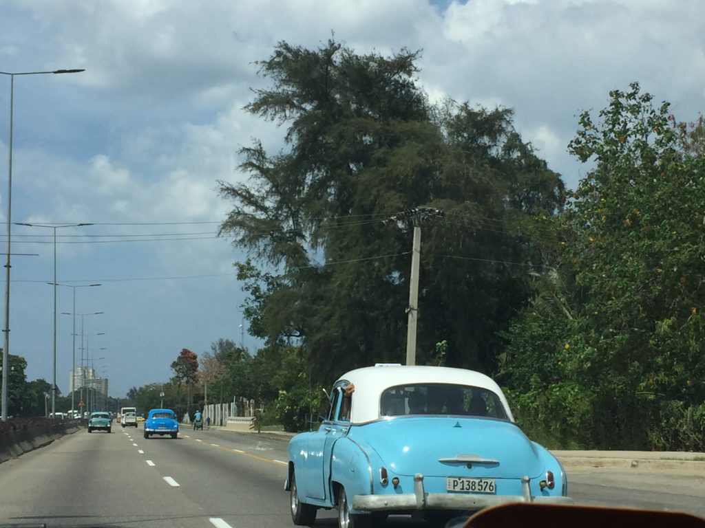 Vintage cars on the road