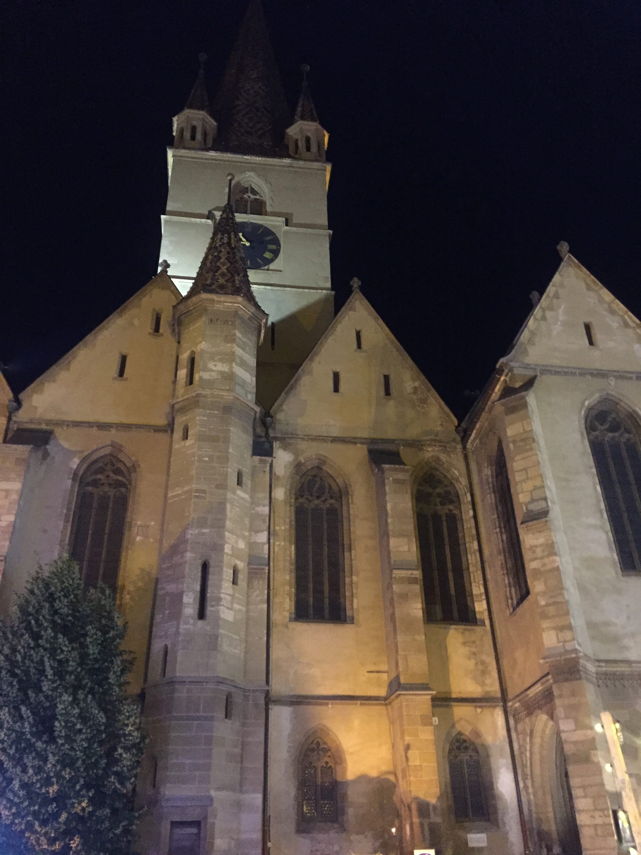 The Evangelical Cathedral at night