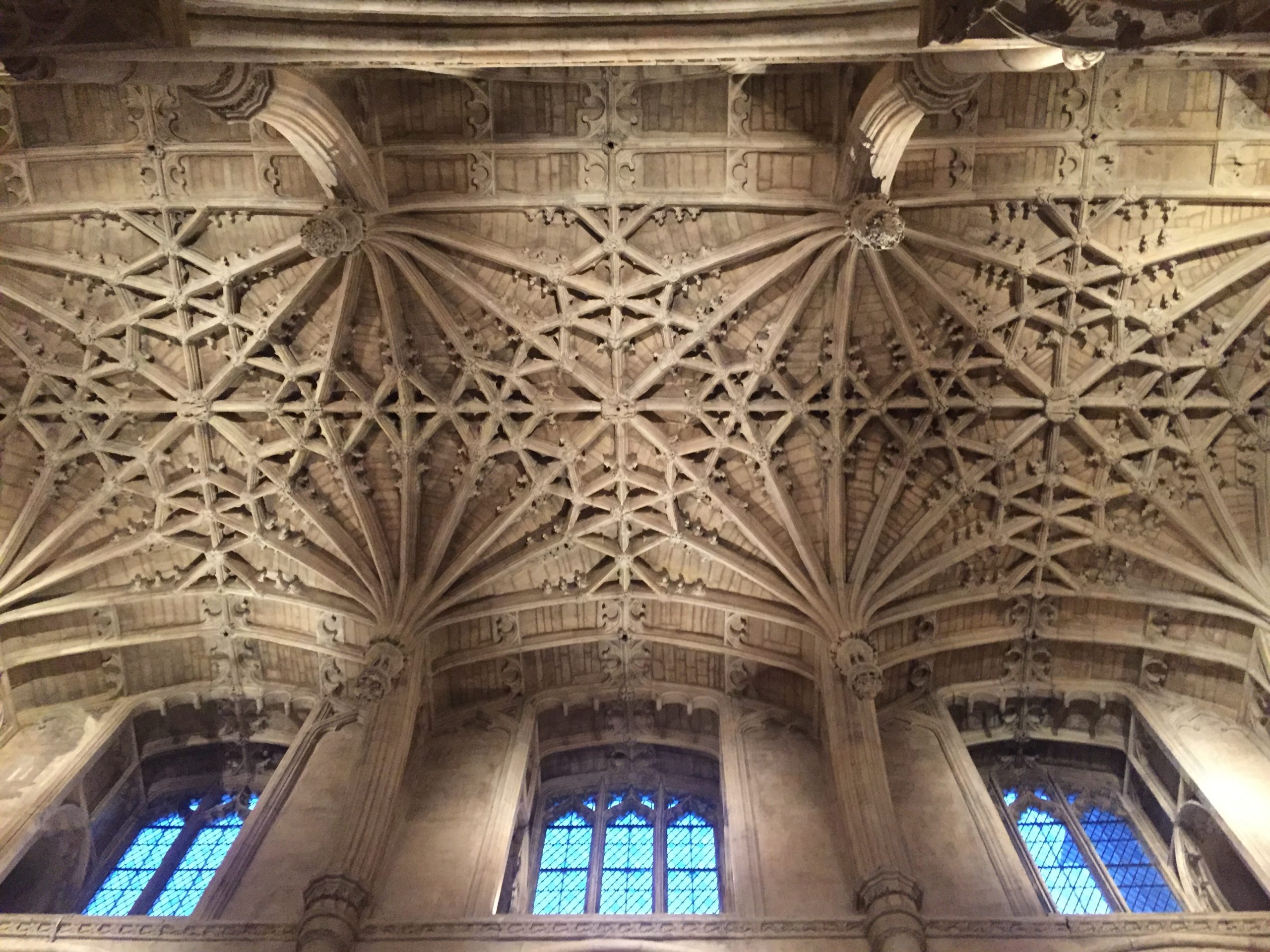 Beautiful ceiling above the stairs leading to Christ Church Dining Hall