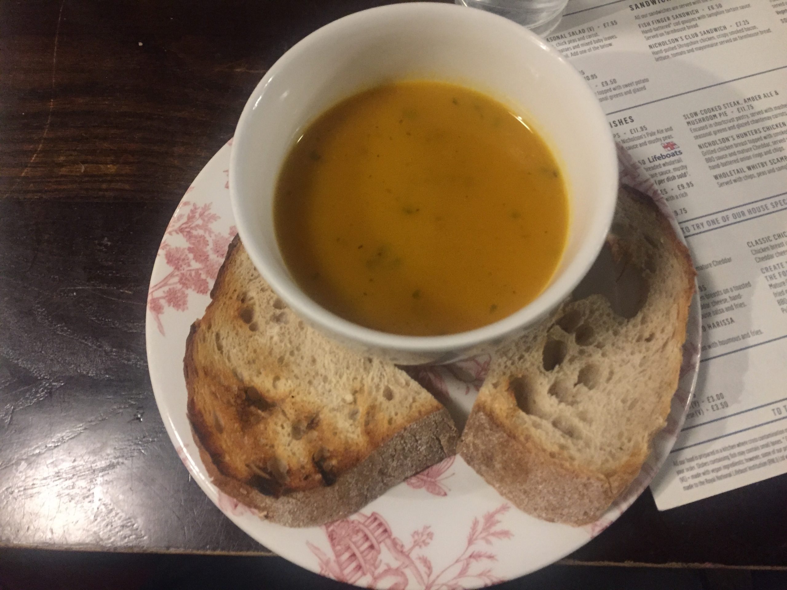 Vegetable soup at The Eagle & Child