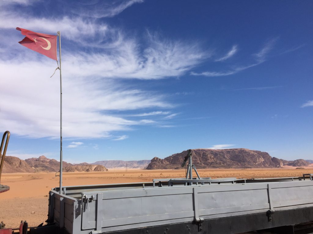 A carriage and a flag