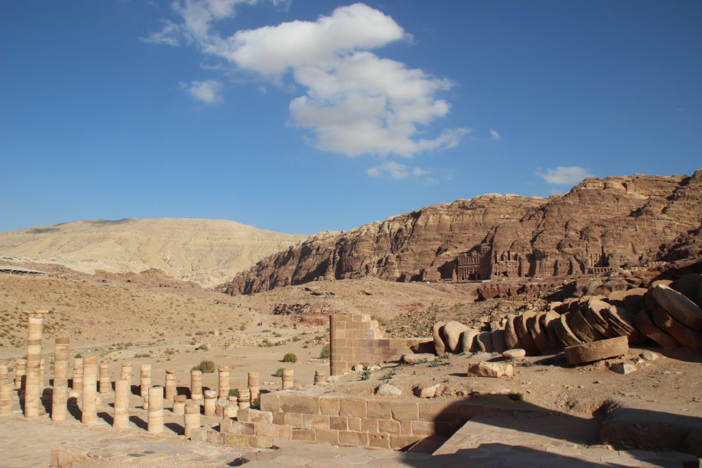 A view from the Great Temple with the Royal Tombs in the background