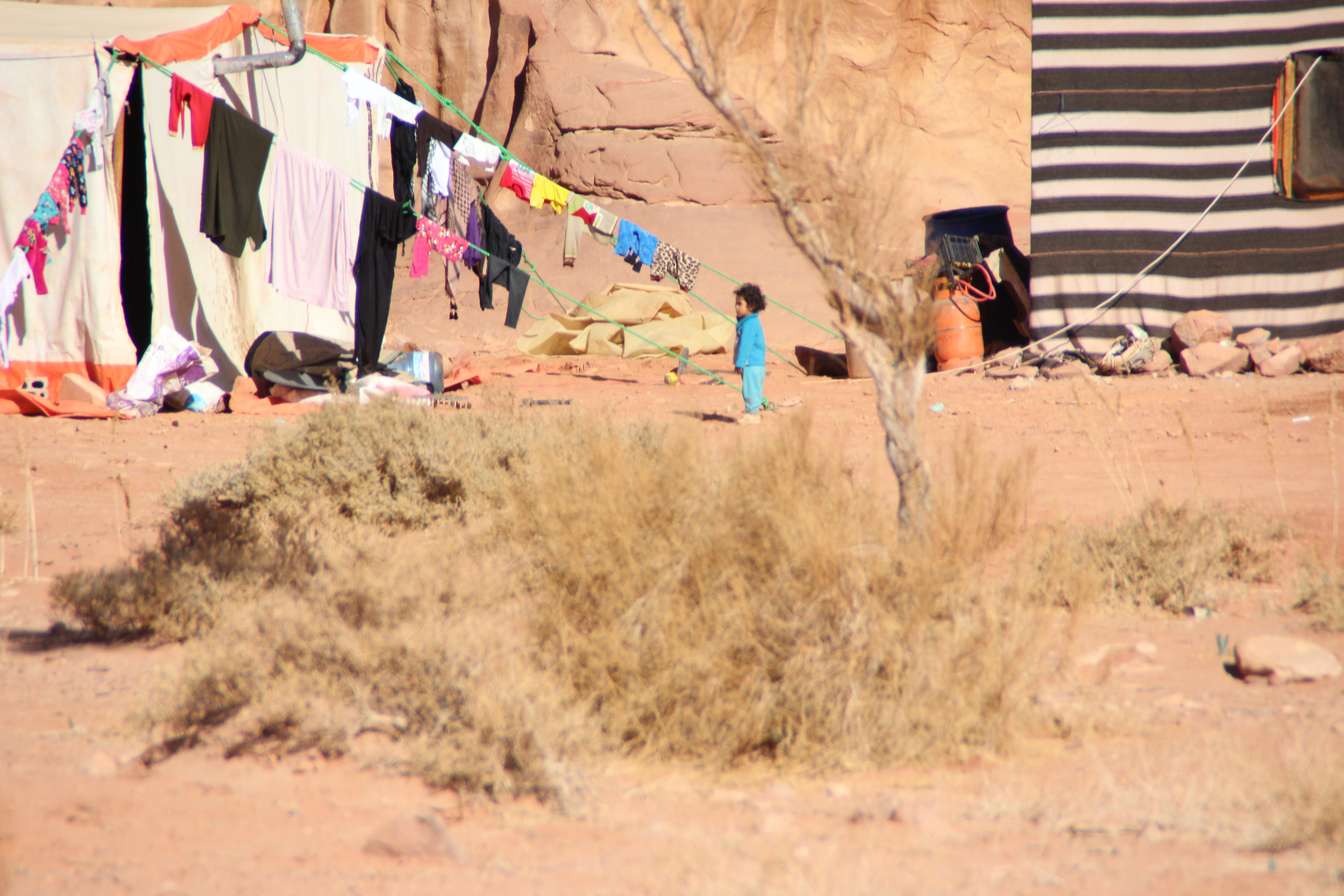 Kids playing in a settlement in Wadi Rum