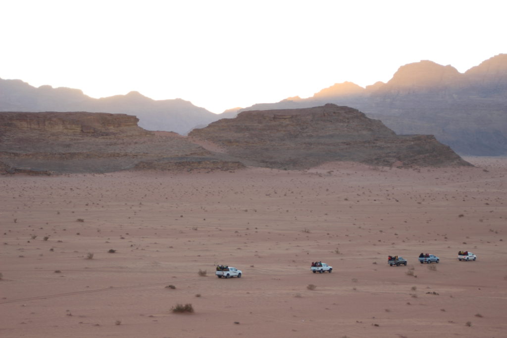 Jeeps at sunset