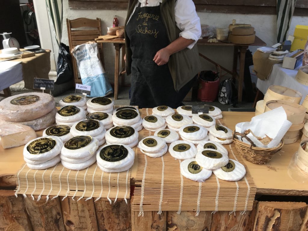 Sampling some local cheeses