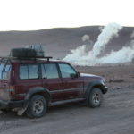 Our jeep and the geysers