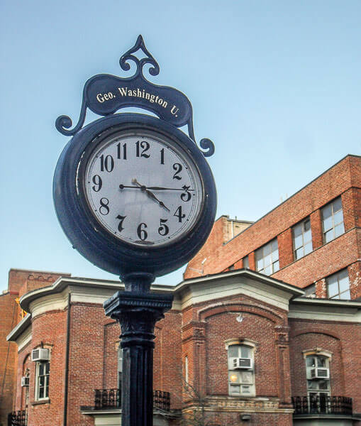 A vintage clock around George Washington University