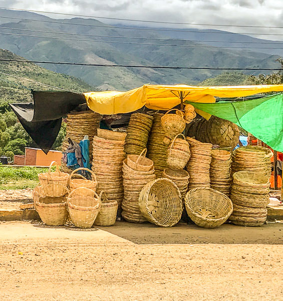 Loads of baskets next to the Mercado Campesino