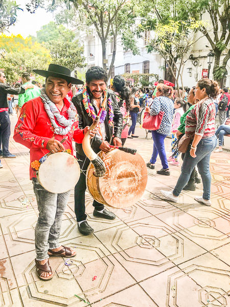 Traditional 'chapaco' musicians