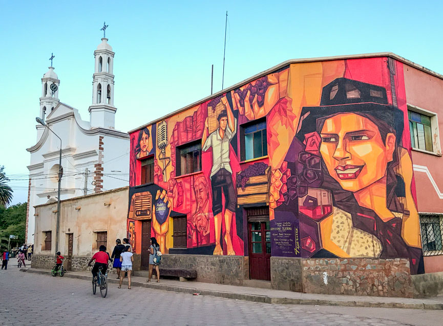 A view of Camargo´s church and radio station at dusk