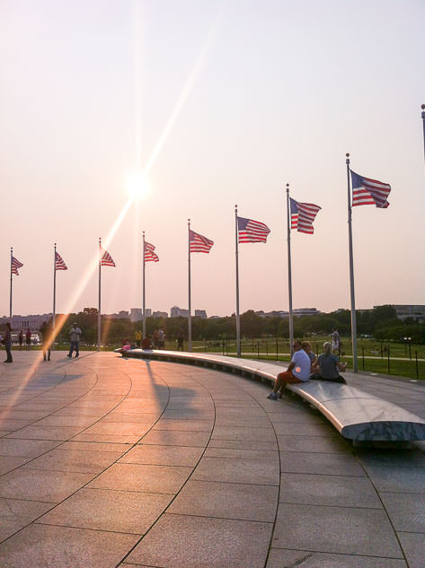 Flags surrounding the Washington Monument