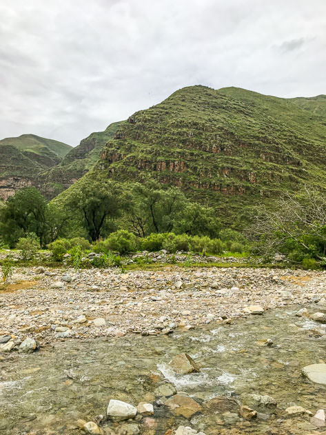 We had to cross the river to reach the road to the waterfalls