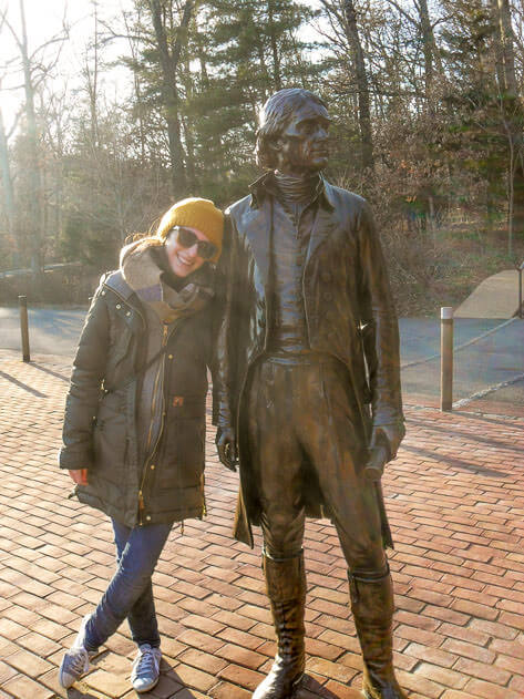 Posing with Jefferson in Monticello