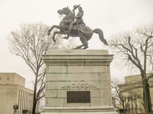 The Jackson statue next to the Tennessee Capitol