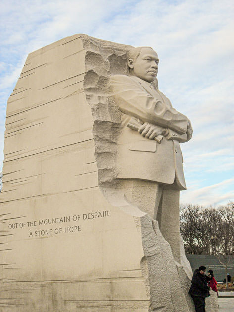 An imposing statue of Martin Luther King