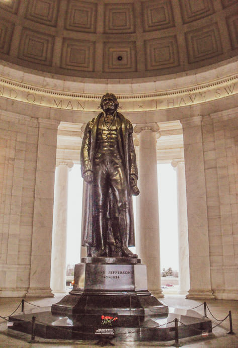 A statue of Jefferson inside the Memorial called after him