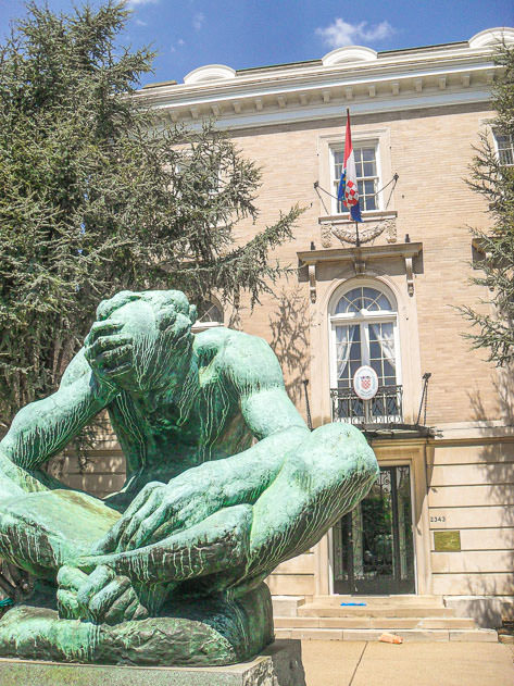 Embassy of Croatia with the statue of St Jerome the Priest before it