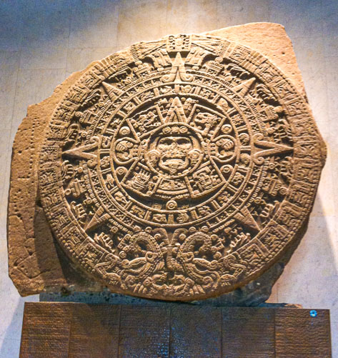 An Aztec calendar stone in the National Anthropology Museum