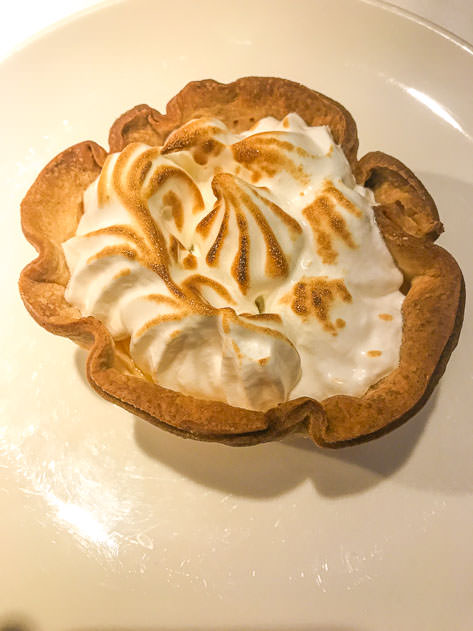 Lemon tart with meringue for dessert