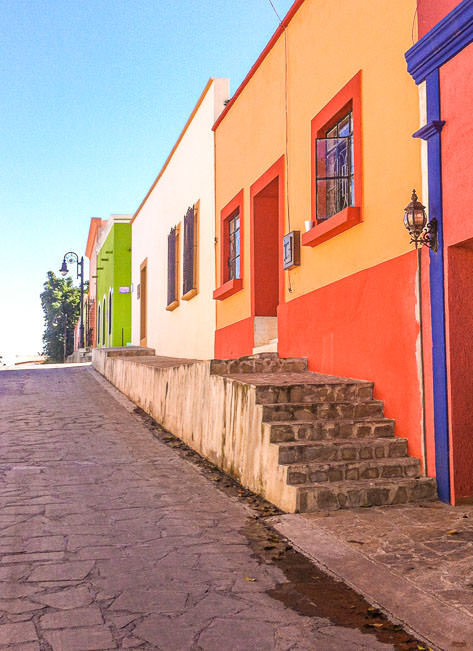 Colorful houses in a street of Santiago