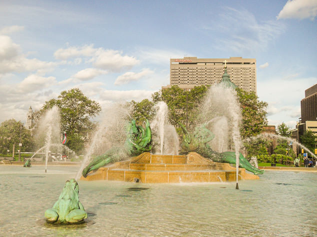 The Swann Memorial Fountain in the center of Logan Circle in Philadelphia