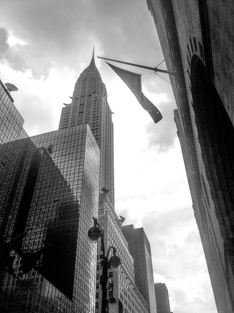 Chrysler building in black and white