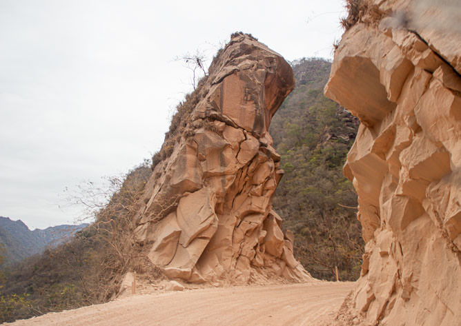 Impressive rocks on each side of the road