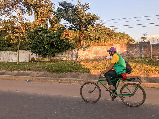 A man riding a bike in Santa Cruz