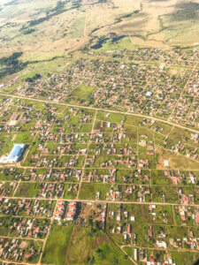 Aerial view of a residential area in Santa Cruz de la Sierra