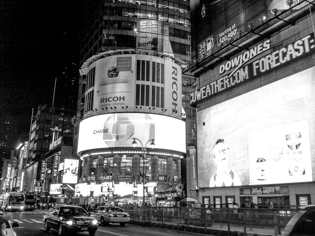 Black and white vibes in Times Square