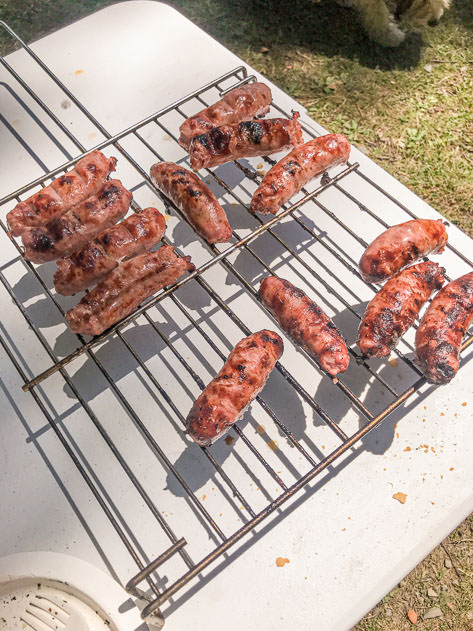 Grilled sausages as an appetizer