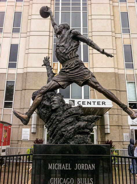 Michael Jordan's in front of the Chicago Bulls stadium