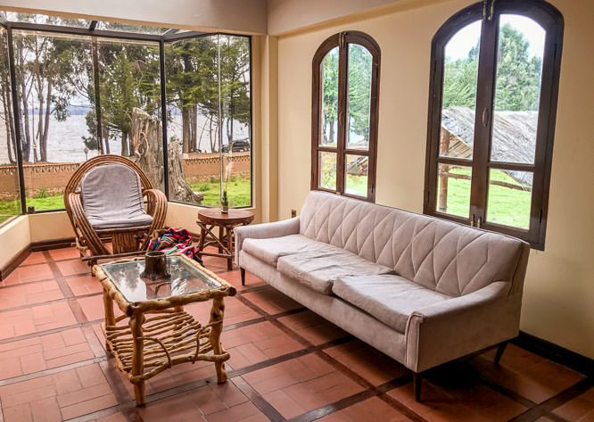 The lobby at Ecolodge Copacabana