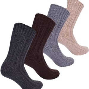BRUBAKER Thick Alpaca Winter Socks for Men or Women 100% Alpaca - 4 Pairs