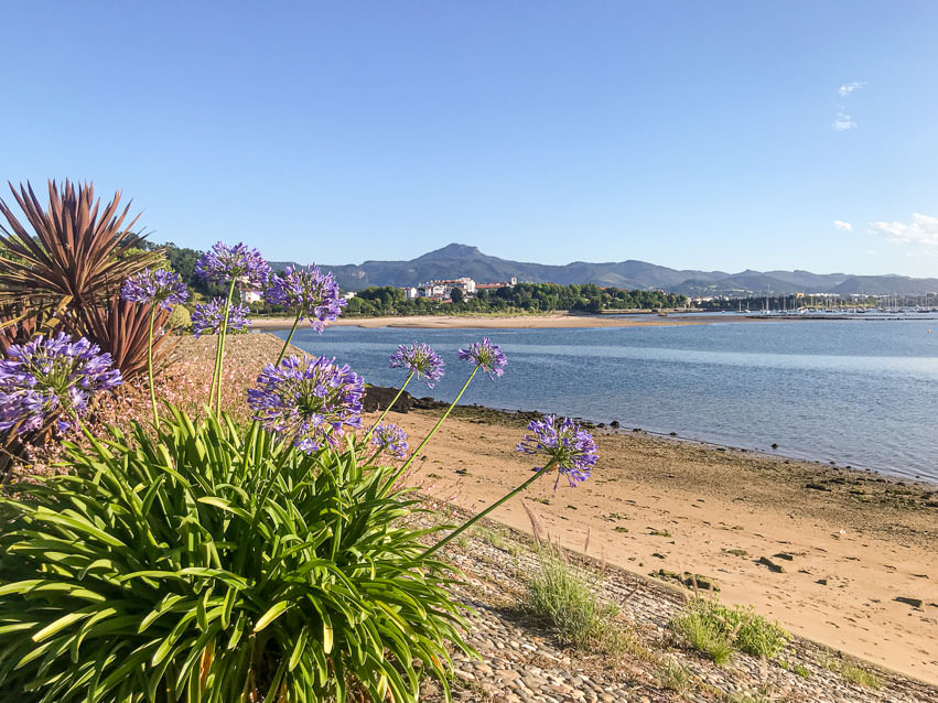 View of the Txingudi Bay in Hendaye with Peñas de Aya in the background