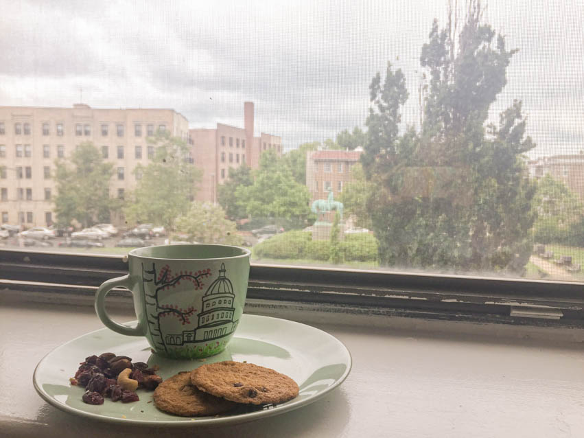 Enjoying my first breakfast in my one bedroom