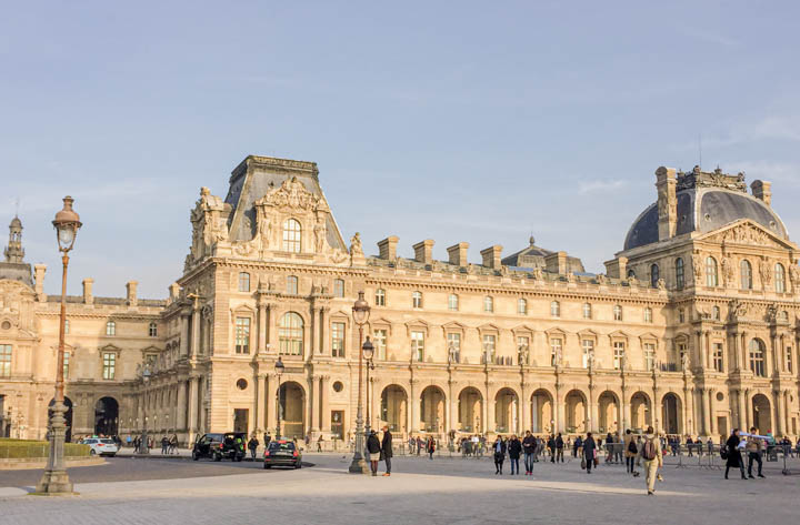 The classic buildings of Les Tuileries surround the Louvre museum
