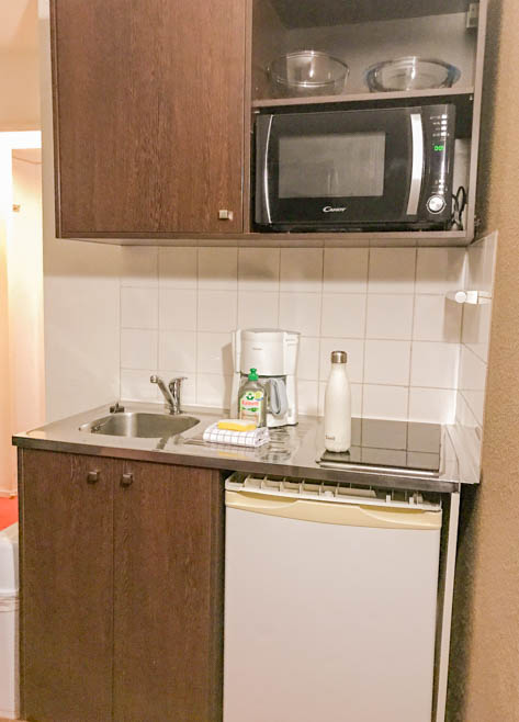 Our room at the aparthotel featured a kitchenette