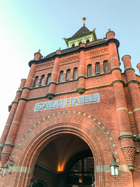 The Östermalms Saluhall is an imposing brick building