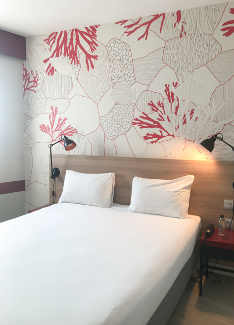 My colorful room in Hotel Ibis Bogatell was comfortable and modern