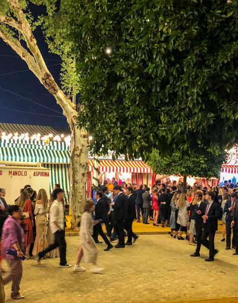 People walking around El Real de la Feria
