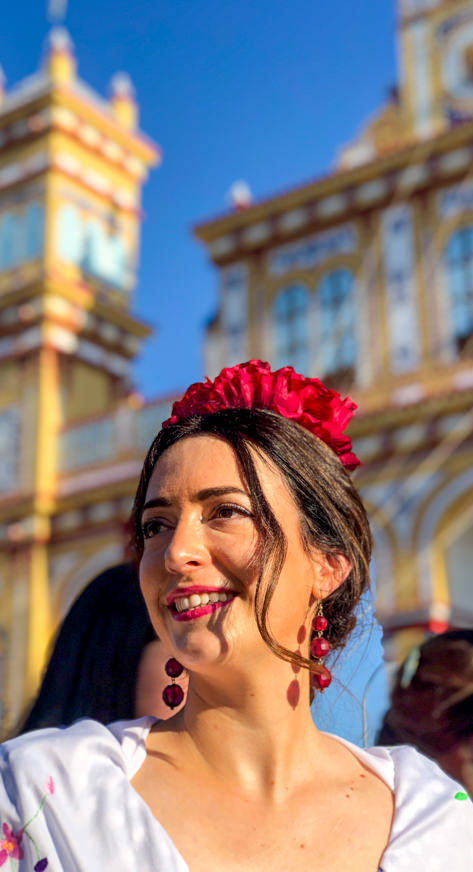 Posing before the Portada of the Feria