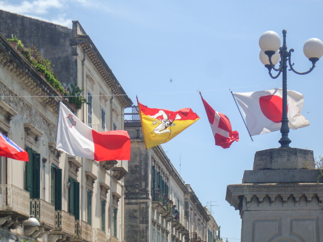 Waving flags in some Sicilian city