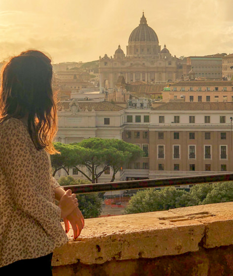 Admiring the sunset view from Castel Sant'Angelo