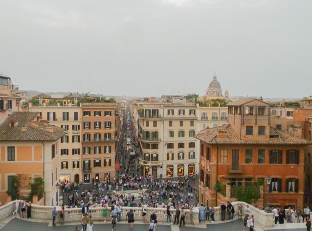 View of Piazza di Spagna and via Condotti from Piazza della Trinità dei Monti