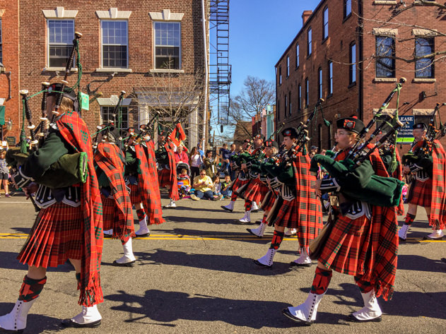Scottish clans parading on President's Day in Alexandria