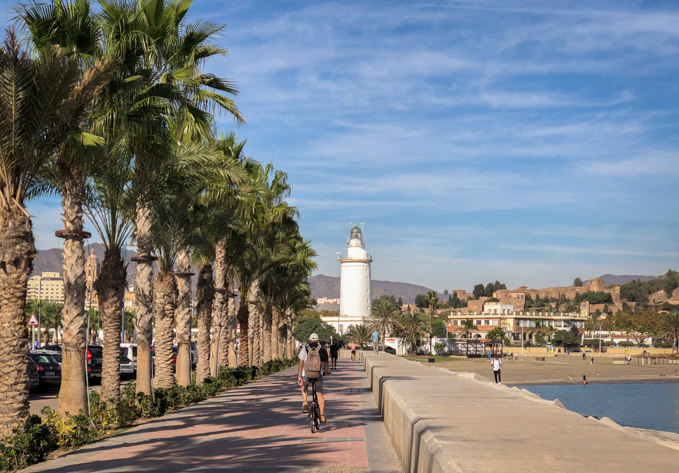 The city of Málaga is easily accessible by bike