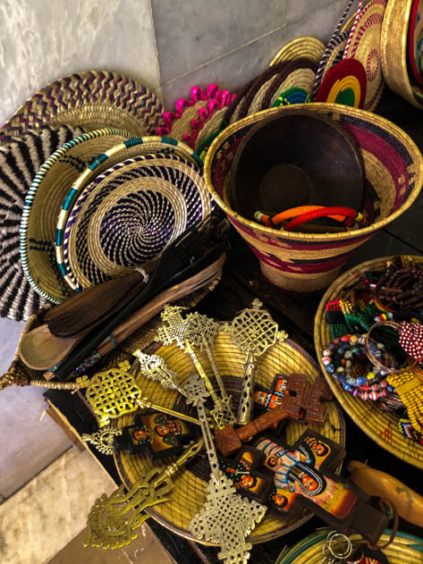 Ethiopian handicraft for sale at the Lalibela airport