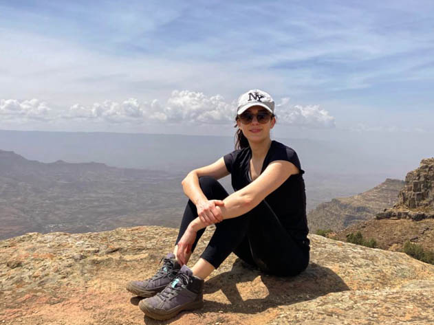 Posing after hiking near Mount Abuna Yosef